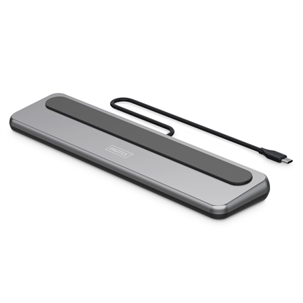 DIGITUS DA-70919 – 12-porttinen USB-C 8K -telakointiasema, 2 × HDMI, 1 × RJ-45 Gigabit Ethernet