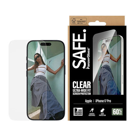 PanzerGlass Ultra-Wide Fit – Ultra-Wide Fit läpinäkyvä näytönsuojalasi mallille Apple iPhone 17 Pro, EasyAligner-asennuskehyksellä