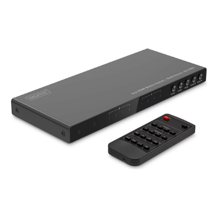 DIGITUS DS-55345 – 4 × 2 HDMI-matriisikytkin ja monikuvanäyttö, 4K/30 Hz, musta