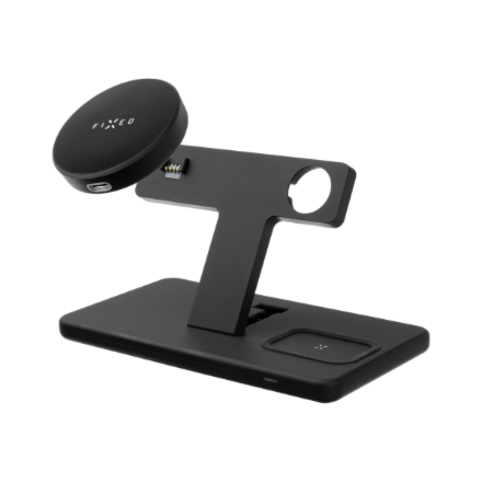 FIXED MagPowerstation FIXMPOS-BK – 3-in-1-langaton latausteline MagSafe-tuella, musta