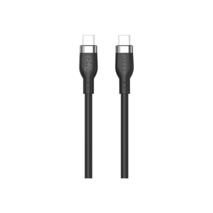 Hyper HyperJuice HJ4001BKGL – 1 m 240 W silikoninen USB-C–USB-C-latauskaapeli, musta