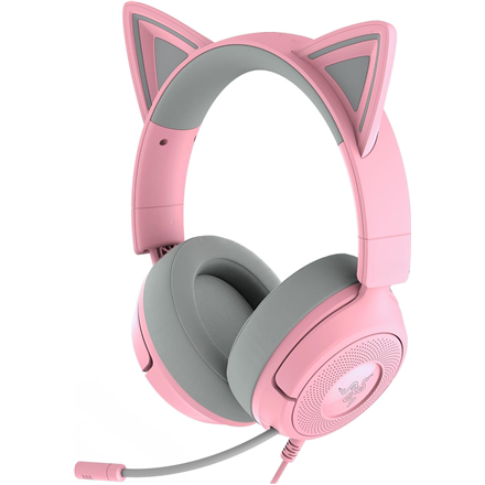 Quartz-värinen langallinen korvat peittävä Razer Kraken Kitty V3 X -pelikuulokemikrofoni