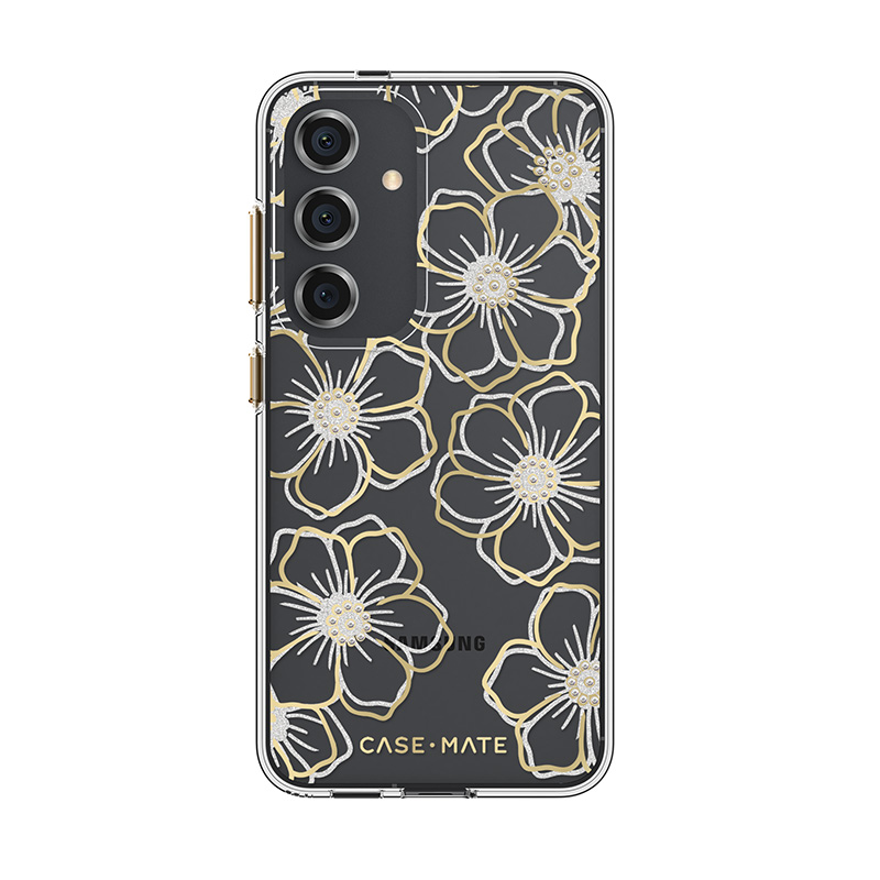 Case-Mate Floral Gems suojakuori Samsung Galaxy S24 -laitteelle, kullanvärinen