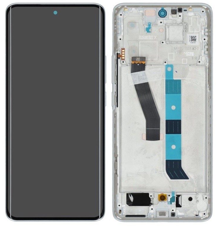Alkuperäinen hopeanvärinen Xiaomi Poco M8 5G -näyttömoduuli kosketuspaneelilla ja kehyksellä (huoltopakkaus)