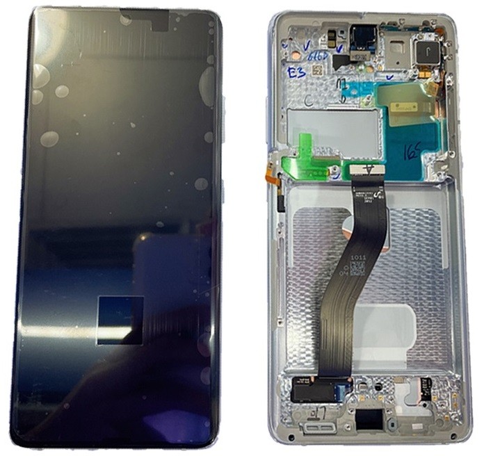 Alkuperäinen Samsung G998 / Galaxy S21 Ultra LCD-näyttö- ja kosketuspaneelimoduuli kehyksellä, hopea Phantom Silver (huoltopakkaus)