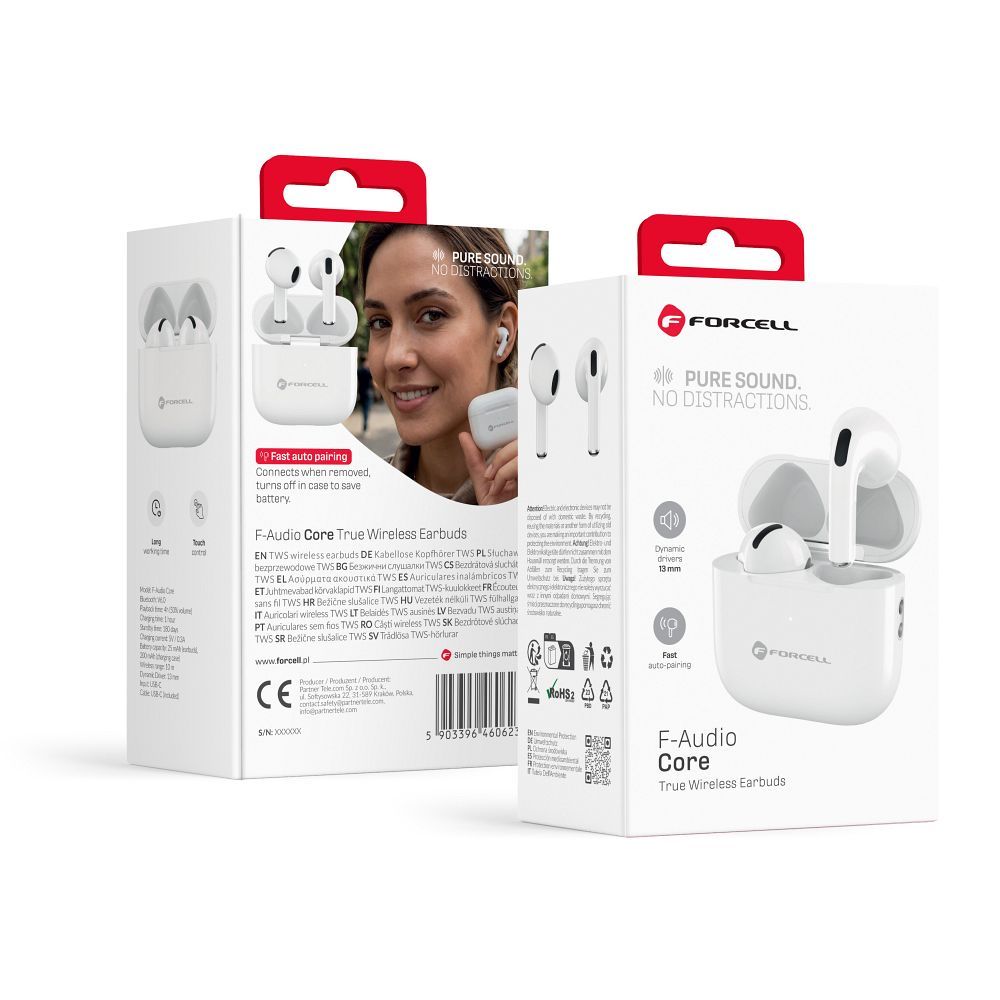 Forcell Core TWS wireless earbuds – white