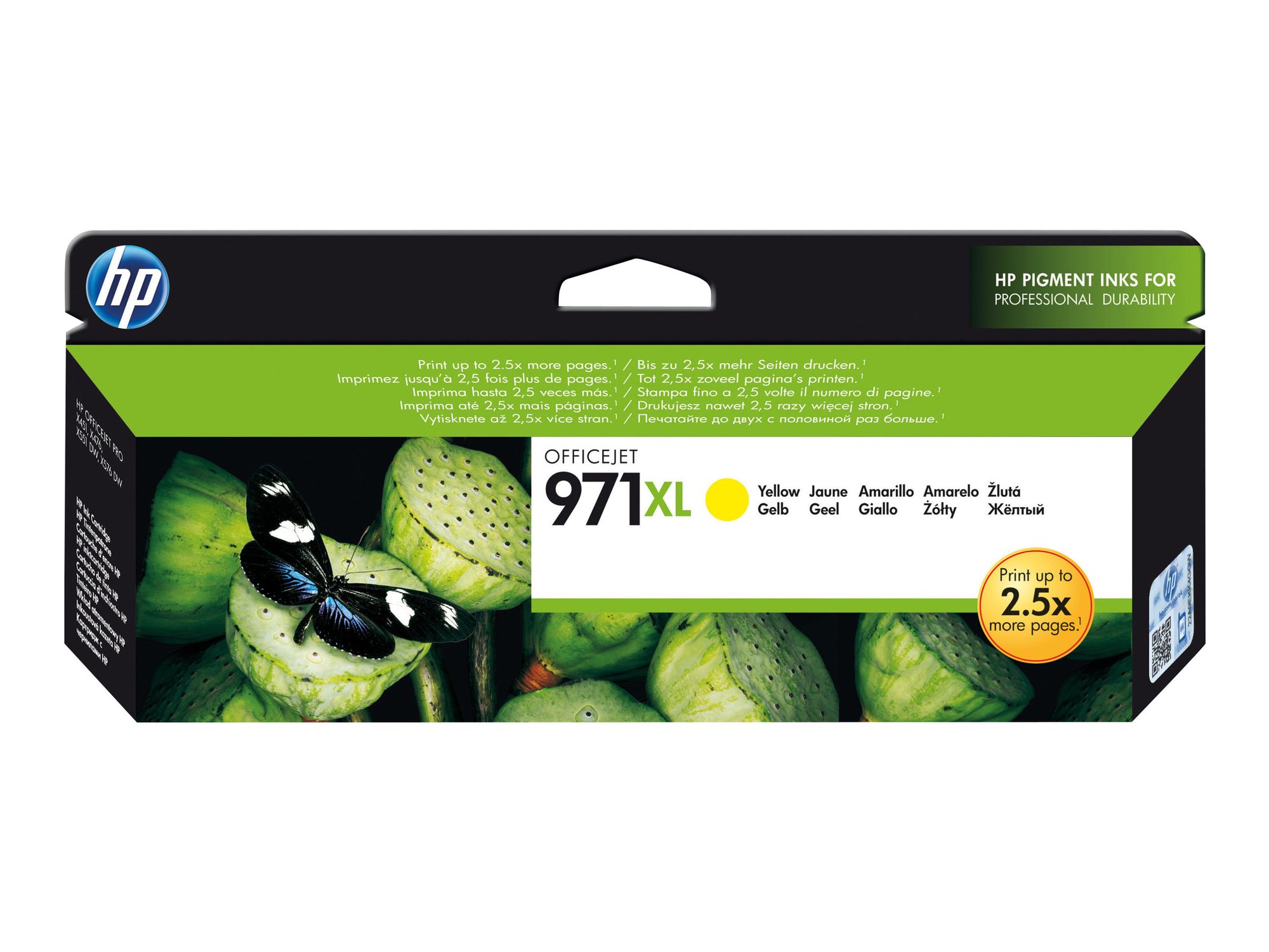 Alkuperäinen HP 971XL -mustekasetti (CN628AE), keltainen, riittoisa, OfficeJet Pro X451 / X551 / X476 / X576 -malleille