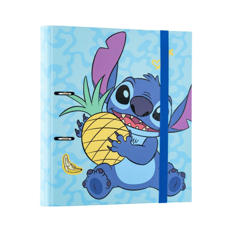 Disney Stitch Tropical A4 -kansio 2 renkaalla ja kuminauhalla