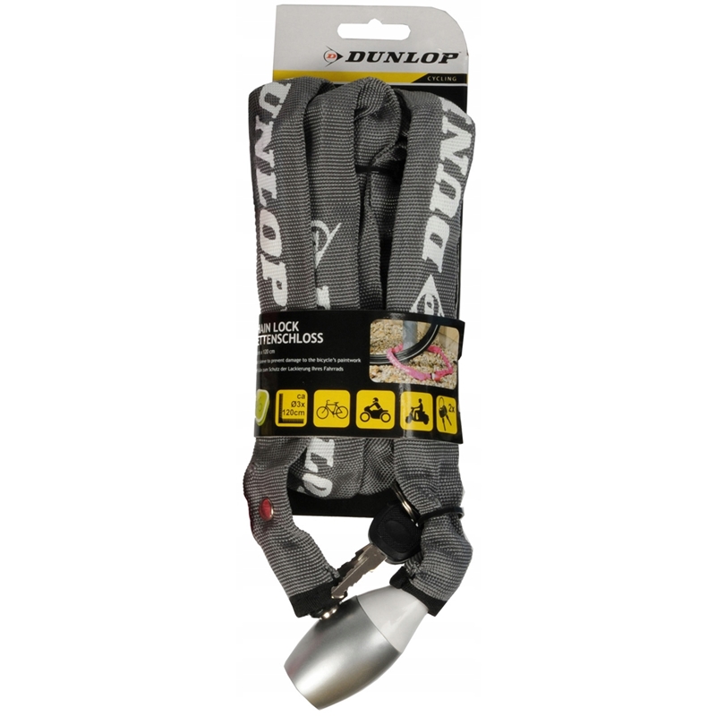 Dunlop-polkupyörän ketjulukko, 120 cm, harmaa