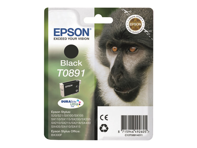 Epson T0891 DURABrite Ultra -mustekasetti, musta, 6 ml