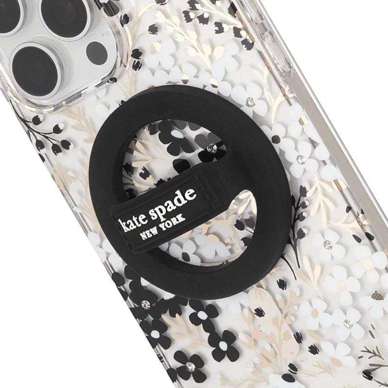 Kate Spade New York Magnetic Loop Grip -magneettinen MagSafe-sormipidike puhelimelle, musta