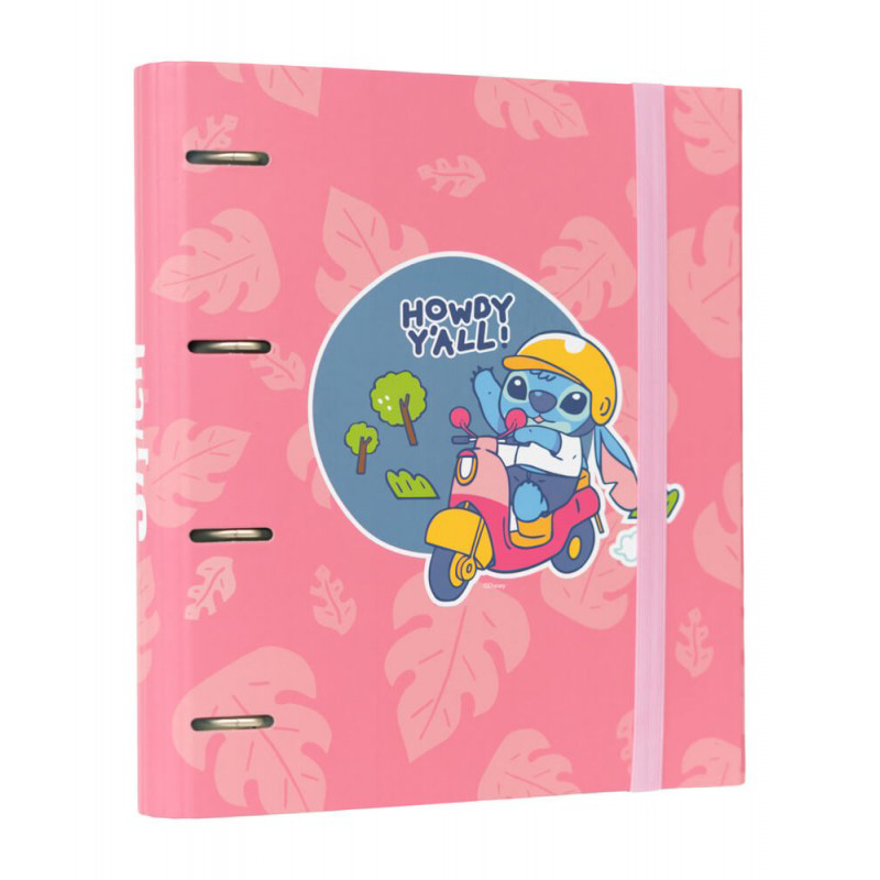 Disney Stitch A4 -kansio 4 renkaalla ja kuminauhalla