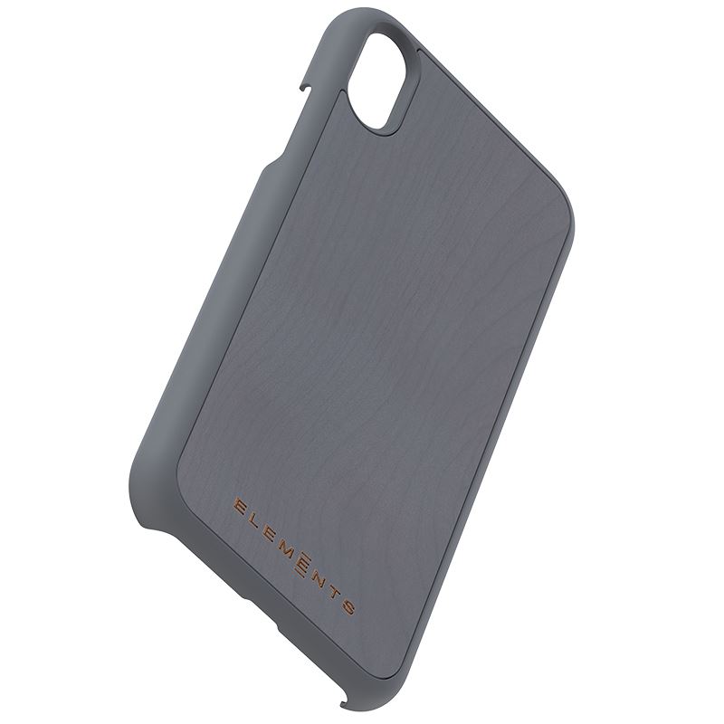Nordic Elements Original Gefion suojakuori laitteelle iPhone XR, aidolla vaahterapuulla, keskiharmaa