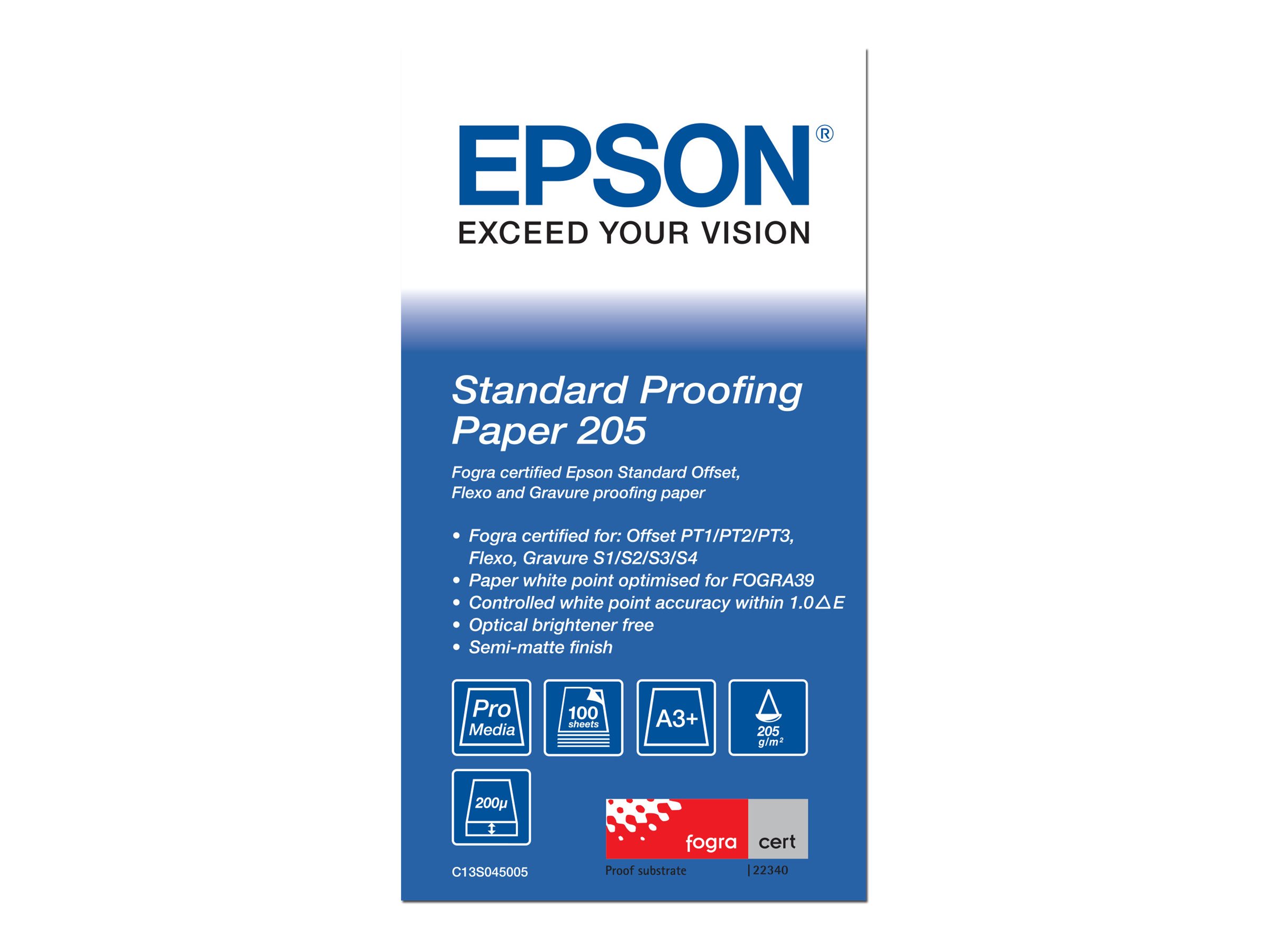 Epson C13S045005 Standard Proofing Paper, A3+, 100 arkkia, 205 g/m2
