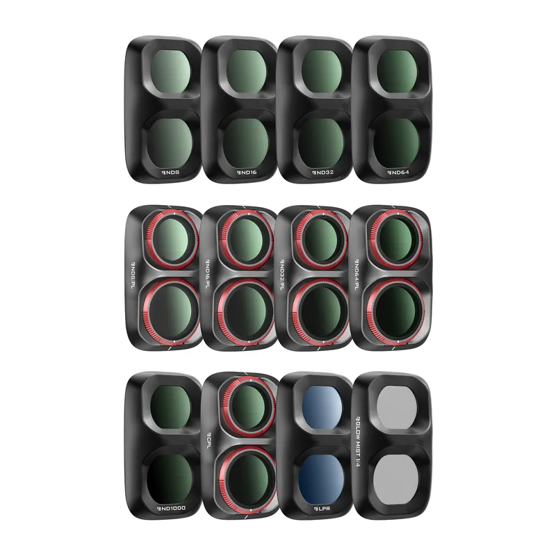 Freewell 12 suodattimen sarja DJI Osmo Pocket 4P -kameralle: ND8 / ND16 / ND32 / ND64 / ND8/PL / ND16/PL / ND32/PL / ND64/PL / ND1000 / CPL / Glow Mist 1/4 / valosaastesuodatin