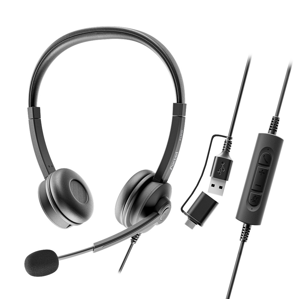 Headset with microphone Axtel FLOW UC Stereo USB-A/C black