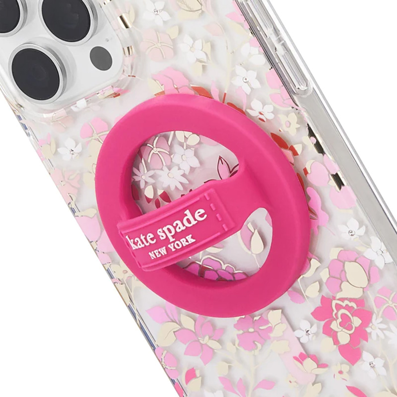 Kate Spade New York Magnetic Loop Grip -magneettinen MagSafe-sormipidike puhelimelle, Pom Pom Pink