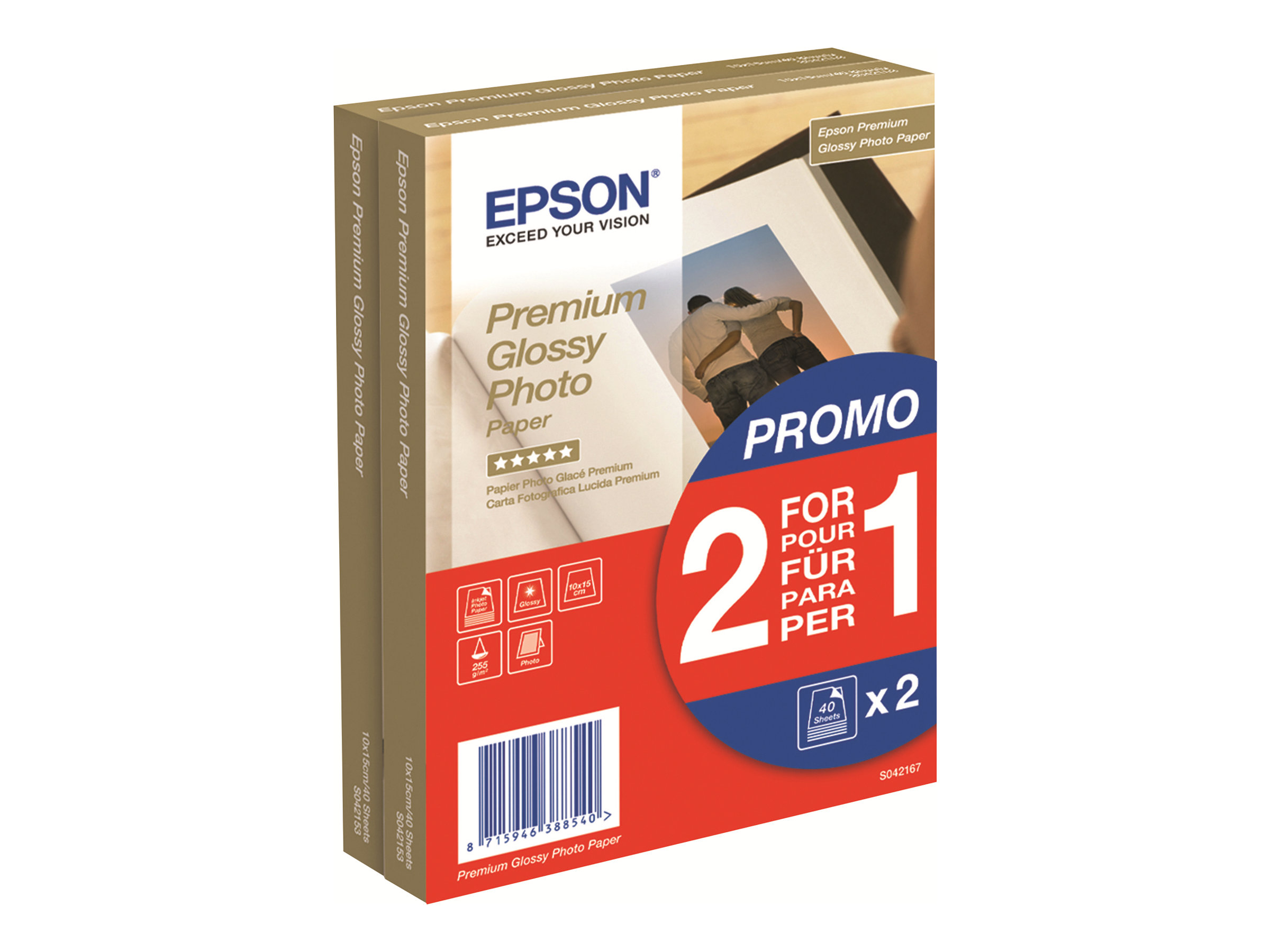 Epson Premium Glossy Photo Paper, 100x150 mm, 80 arkkia, 255 g/m2