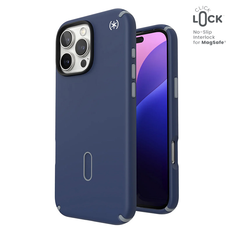 Speck Presidio2 Pro -suojakuori MagSafe- ja ClickLock-tuella iPhone 16 Pro Max:lle, Coastal Blue/Dust Grey