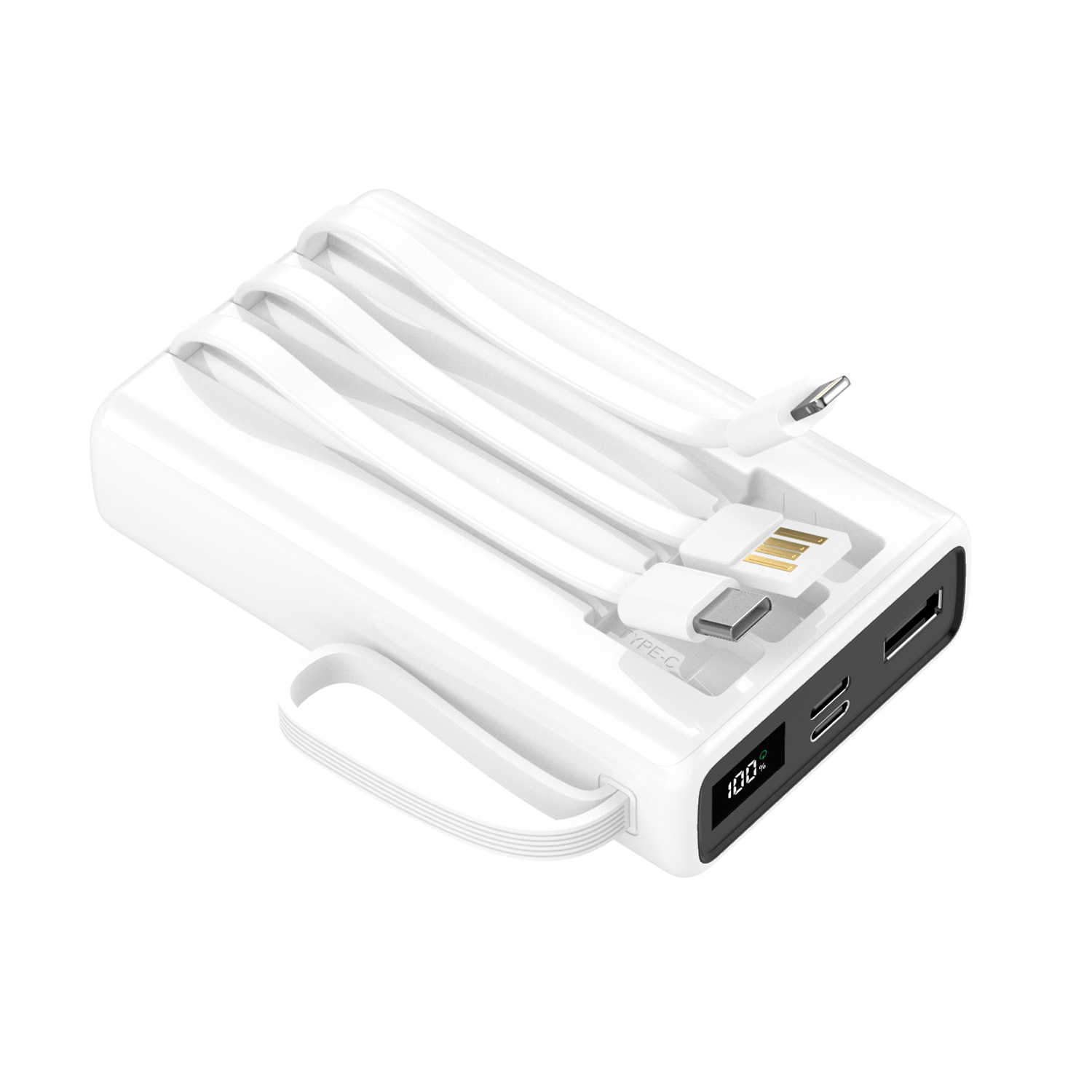 Setty SPB-LC-210 varavirtalähde sisäänrakennetuilla kaapeleilla, 10 000 mAh – valkoinen