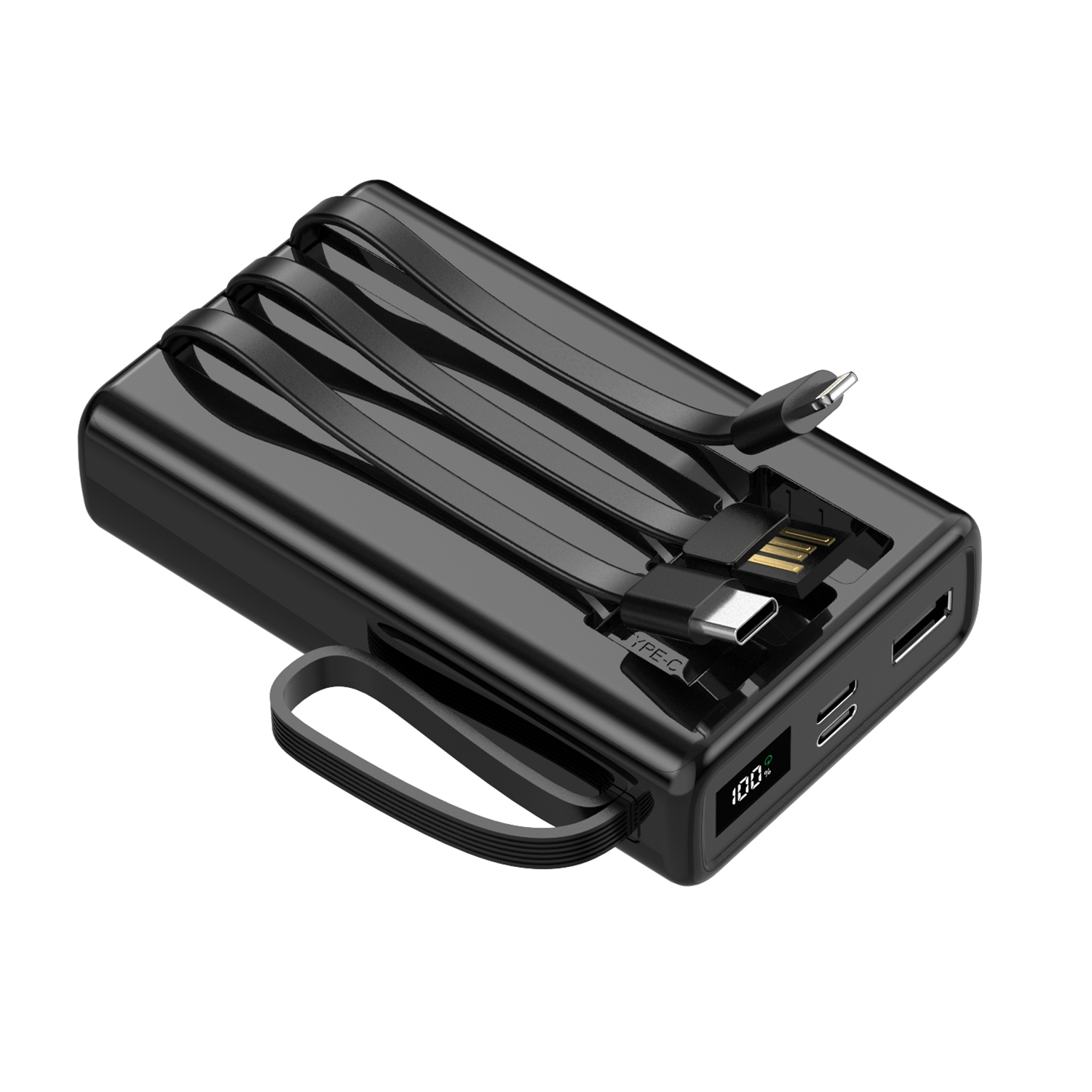 Setty SPB-LC-210 varavirtalähde sisäänrakennetuilla kaapeleilla, 10 000 mAh – musta