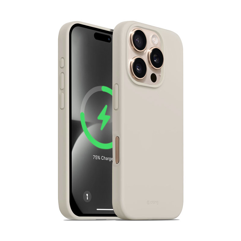 Crong Color Cover Magnetic -suojakuori MagSafe-tuella iPhone 16 Pro:lle, kivenbeige