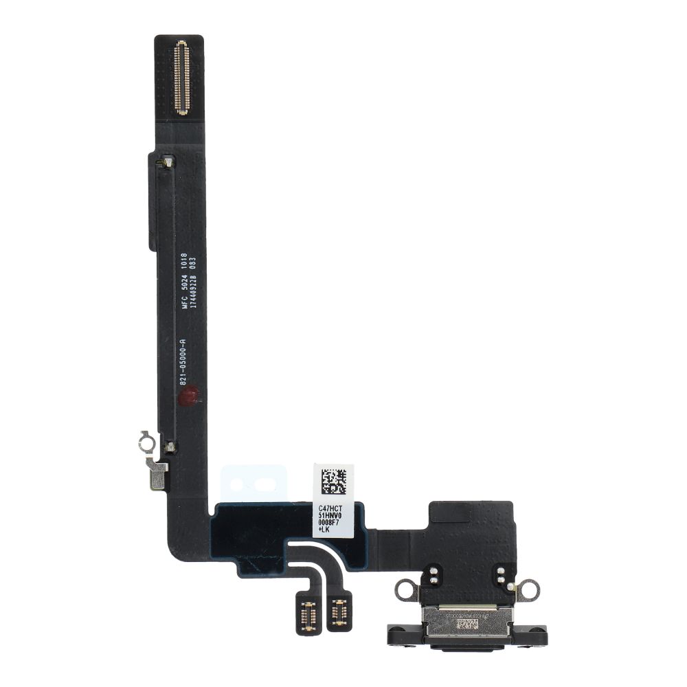 Original charging-port flex cable removed from a donor device for iPhone 16 Pro Max – black