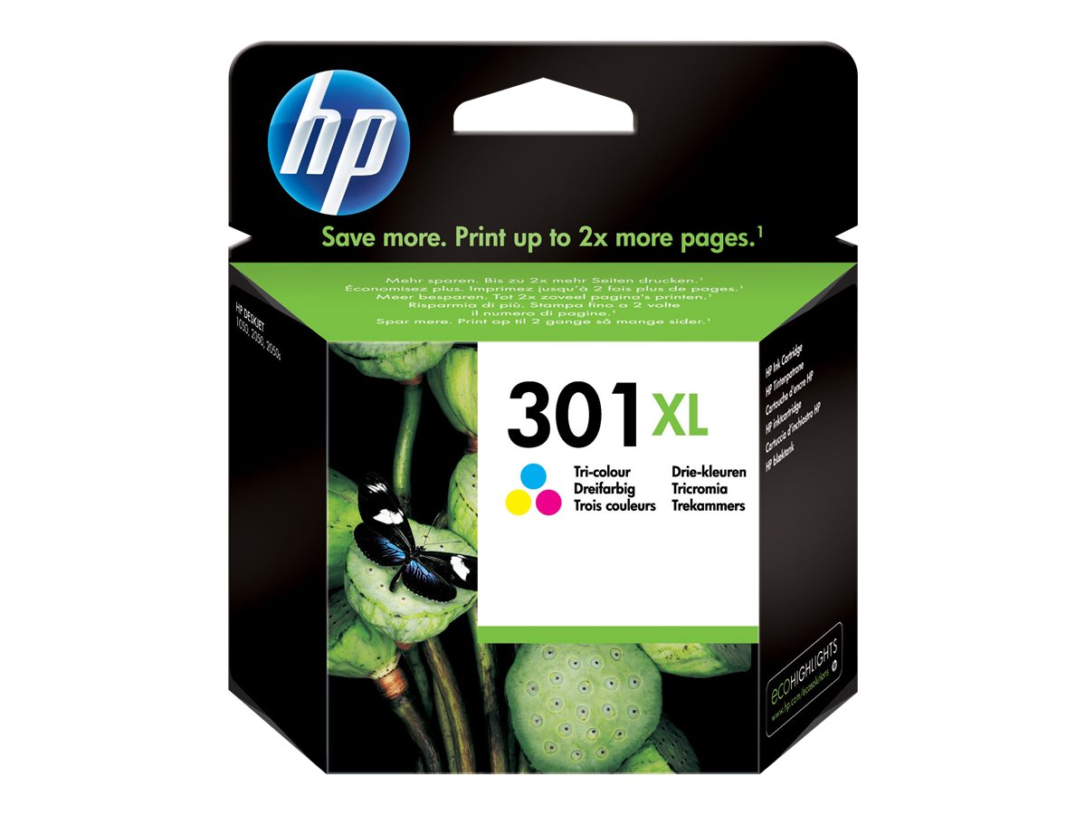 Alkuperäinen HP 301XL -mustekasetti (CH564EE#UUS), kolmivärinen, riittoisa, DeskJet 1050 / 2050 -malleille