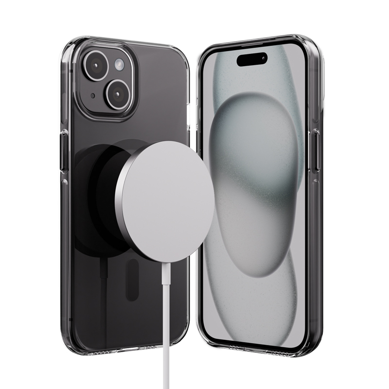 Crong Clear MAG Pro MagSafe suojakuori iPhone 15 -laitteelle, musta