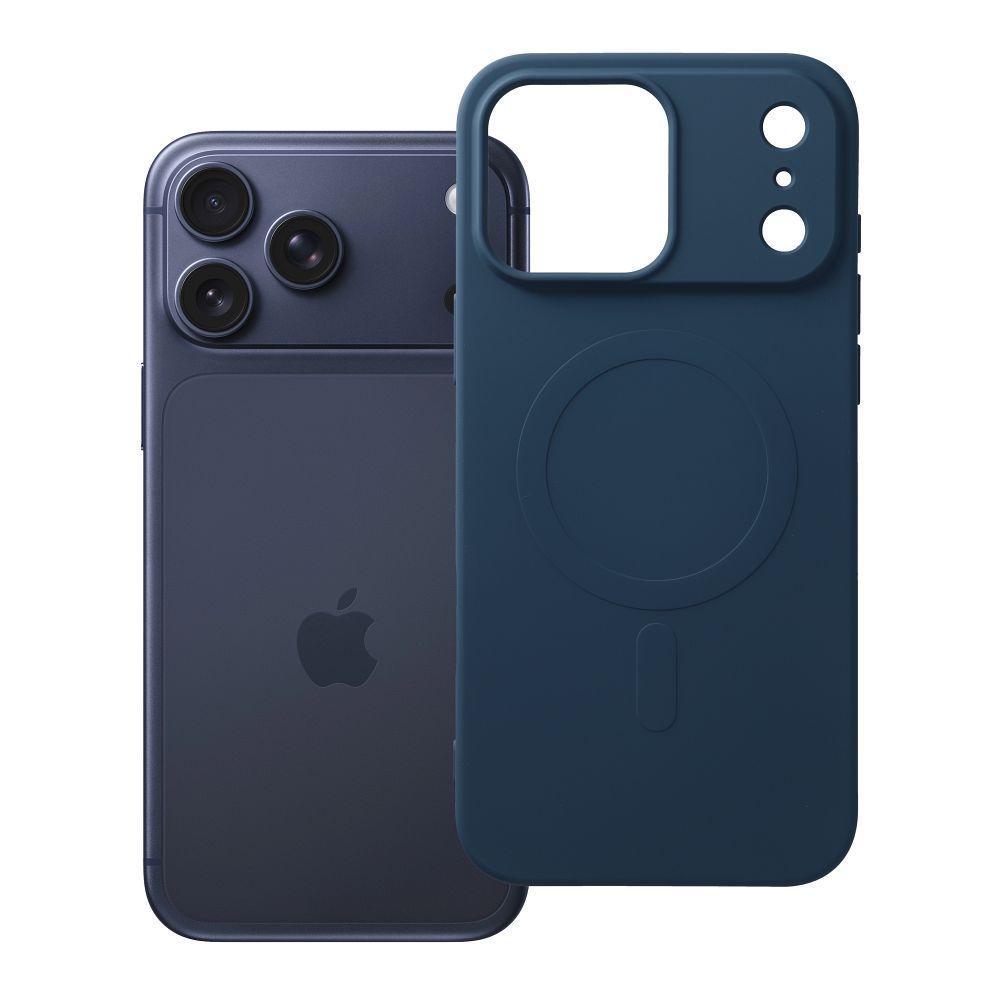Silikoninen Mag Cover-suojakuori mallille iPhone 17 Pro Max / 18 Pro Max, MagSafe-yhteensopiva suurella kamera-aukolla – tummansininen
