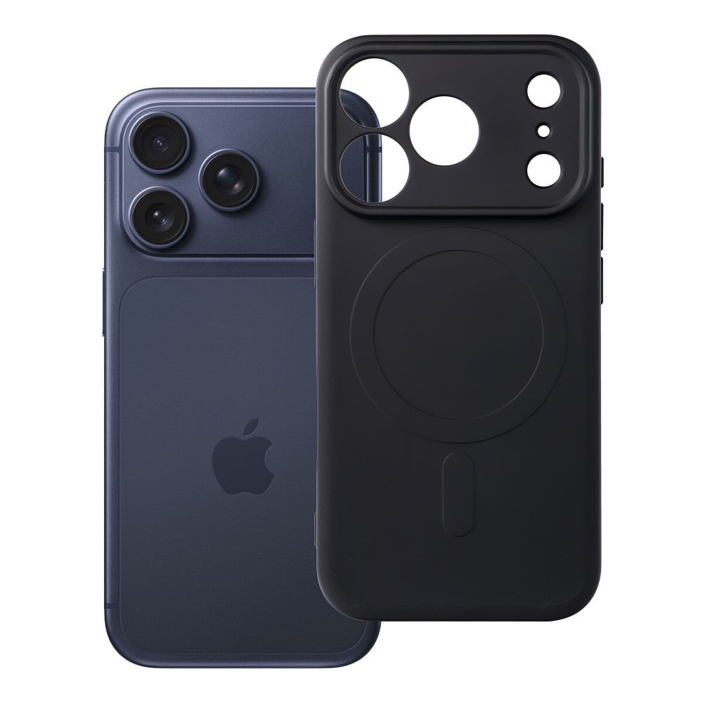 Silikoninen Mag Cover-suojakuori mallille iPhone 17 Pro / 18 Pro, MagSafe-yhteensopiva kameransuojauksella – musta