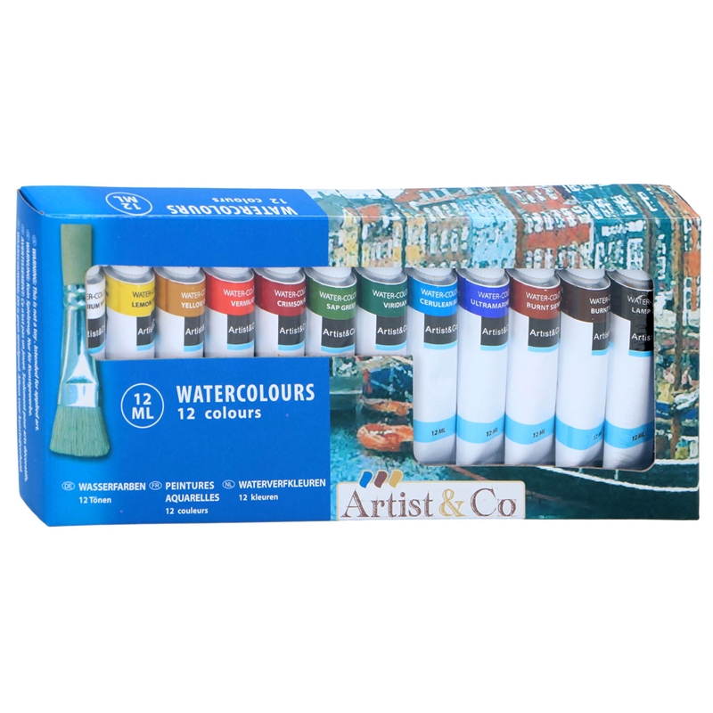Vesivärit 12 ml:n tuubeissa, 12 kpl