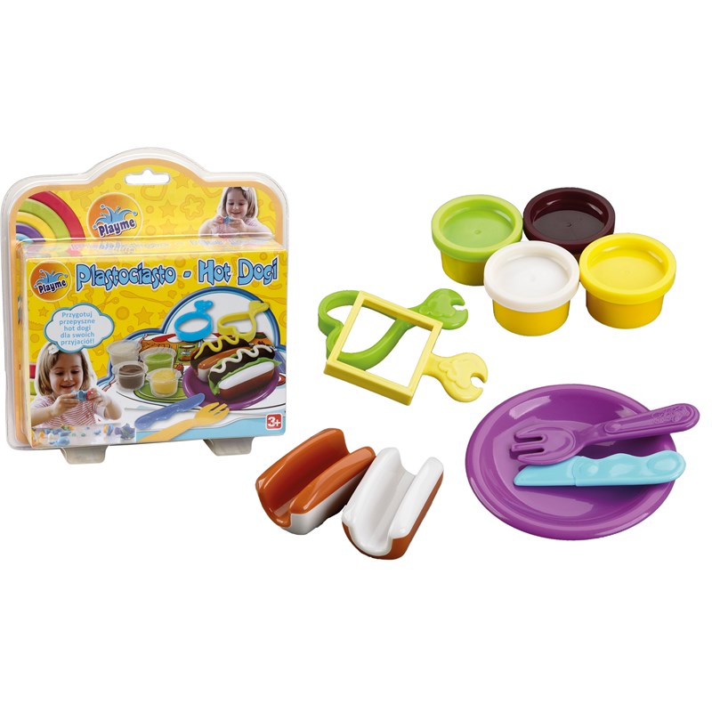 Playme Hot Dog Cake -lelu muovipakkauksessa