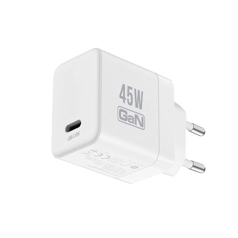 Crong Ultra Compact GaN USB-C-seinälaturi, 45 W PD 3.0, PPS, valkoinen