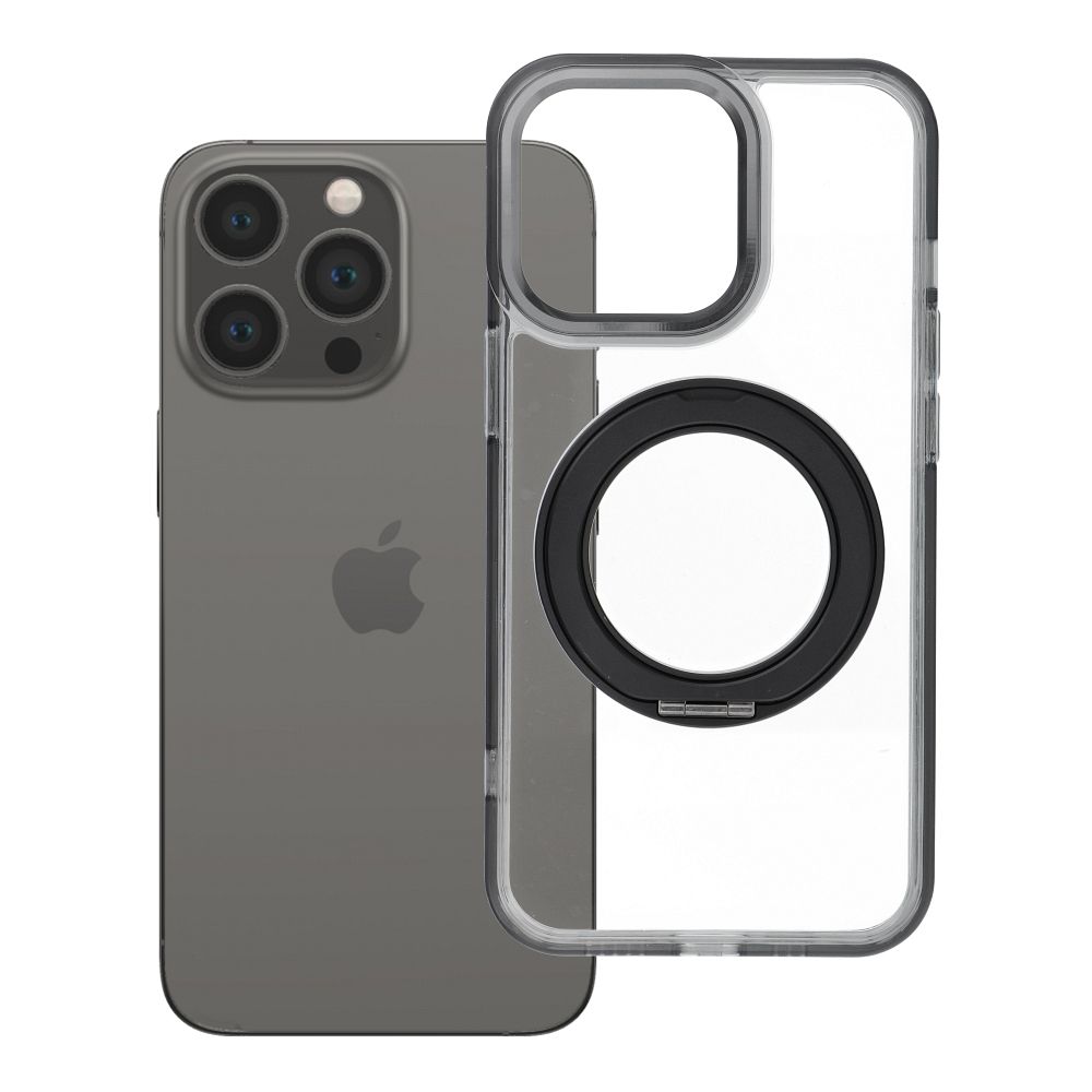 Frame Circle Stand-suojakuori mallille iPhone 13 Pro, MagSafe-yhteensopiva – musta