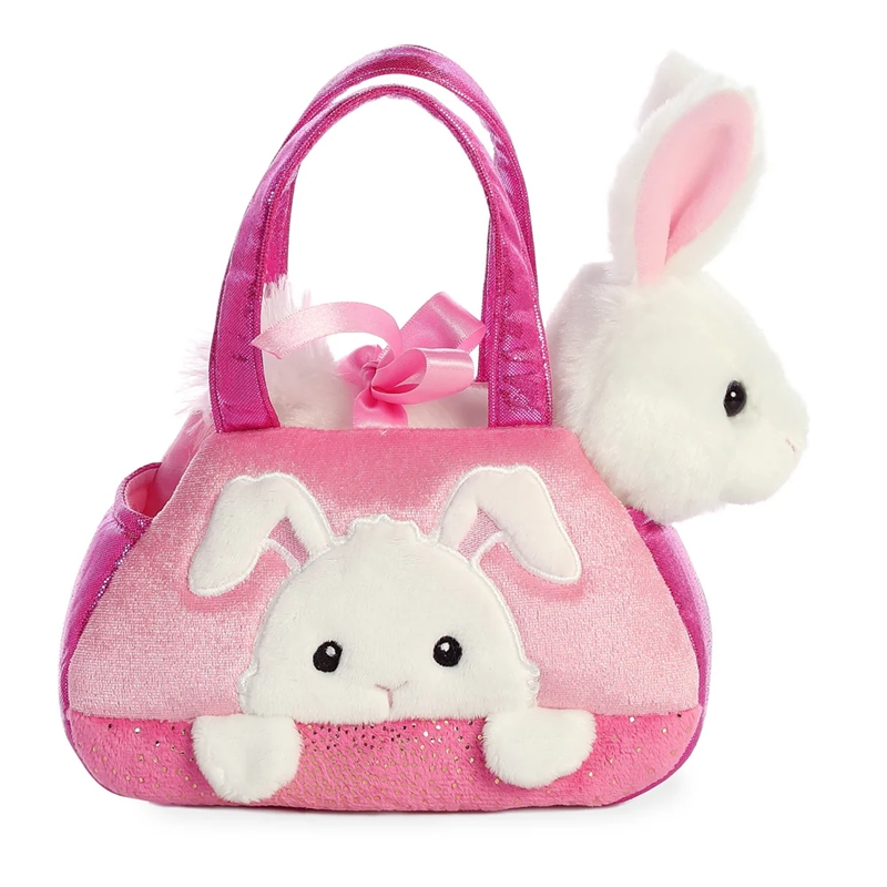 Fancy Pals PeekaBoo ympäristöystävällinen pupupehmolelu vaaleanpunaisessa laukussa, 20 cm