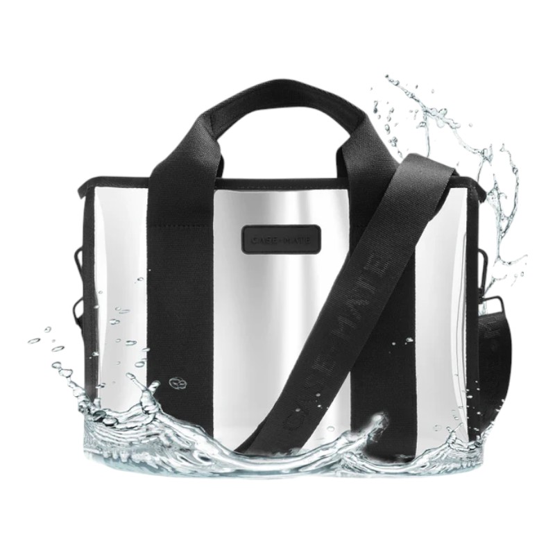 Case-Mate Mini Travel Tote Bag vettä hylkivä matkaolkalaukku, Silver Chrome