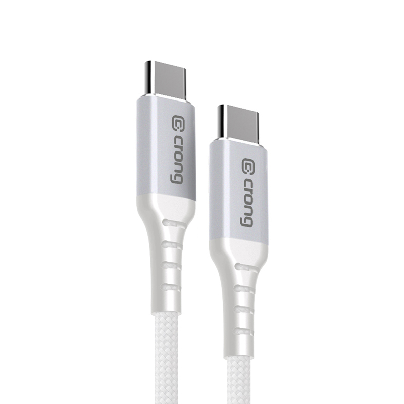 Crong Armor Link USB-C–USB-C-kaapeli, 2 m, 100 W PD, 5 A, valkoinen