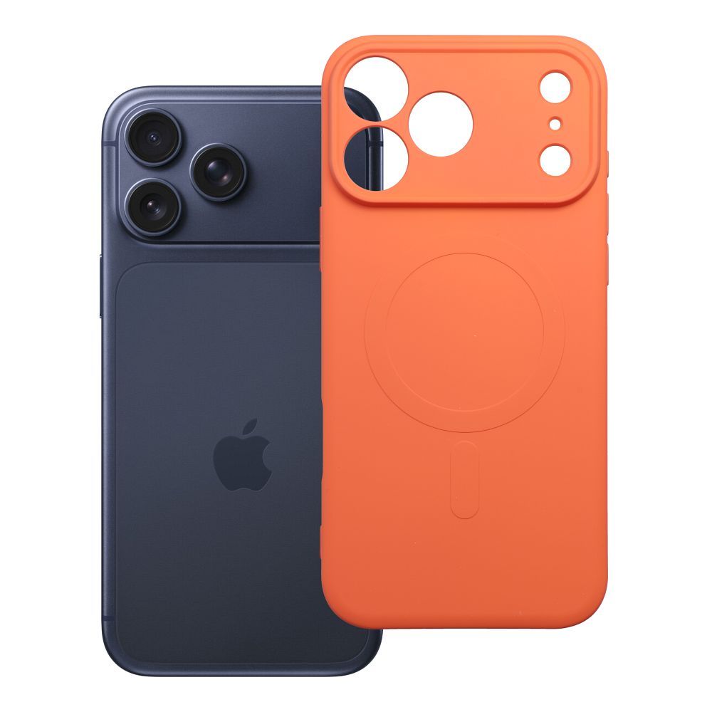 Silikoninen Mag Cover-suojakuori mallille iPhone 17 Pro Max / 18 Pro Max, MagSafe-yhteensopiva kameransuojauksella – oranssi