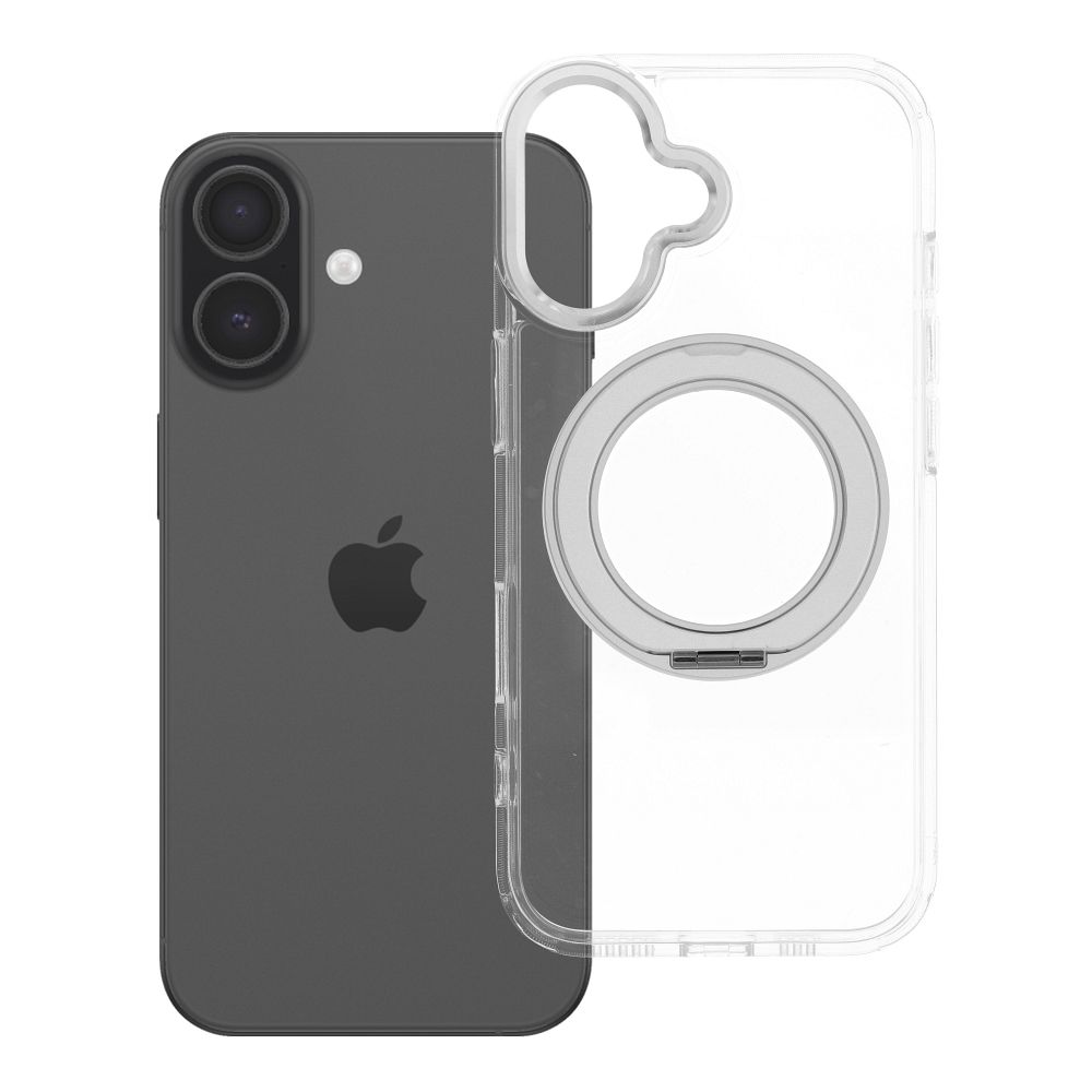 Frame Circle Stand-suojakuori mallille iPhone 17, MagSafe-yhteensopiva – läpinäkyvä