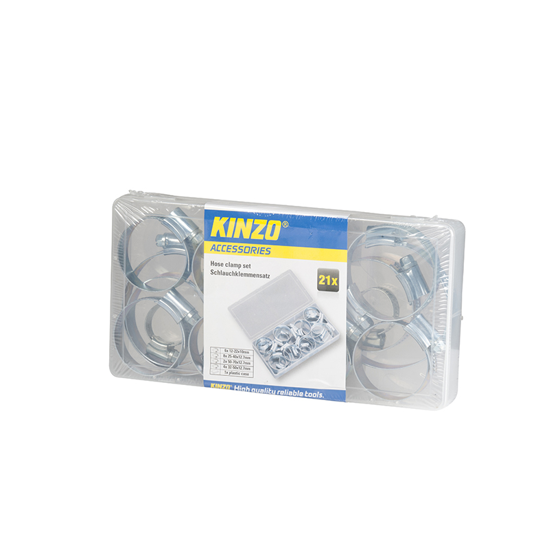 Kinzo set of 21 stainless-steel hose clamps with case
