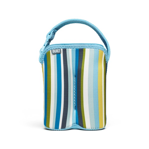 BUILT Bottle Buddy eristetty neopreenilaukku kahdelle pullolle, Baby Blue Stripe