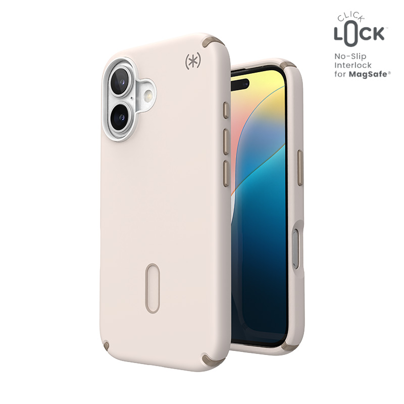 Speck Presidio2 Pro -suojakuori MagSafe- ja ClickLock-tuella iPhone 16:lle, Bleached Bone/Heirloom Gold
