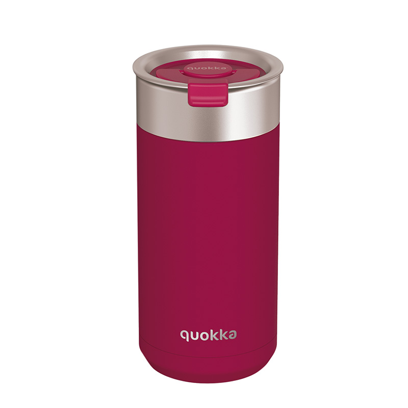 Quokka Boost Coffee Tumbler ruostumattomasta teräksestä valmistettu termosmuki haudutussiivilällä, 400 ml, Maroon