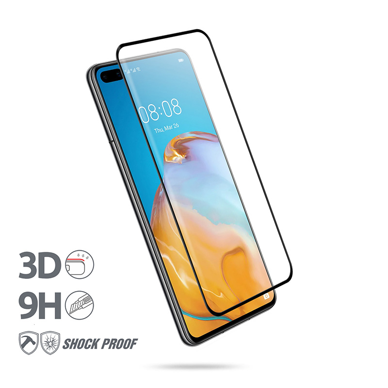 Crong 3D Armor Glass 9H tempered-glass screen protector for Huawei P40, with installation frame