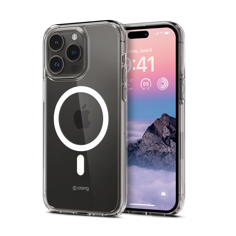 Crong Clear MAG Cover suojakuori iPhone 14 Pro Max -laitteelle, MagSafe-yhteensopiva, läpinäkyvä
