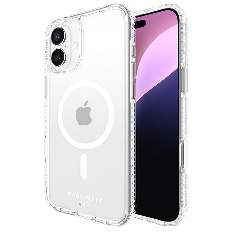 Case-Mate Tough D3O läpinäkyvä suojakuori MagSafe-tuella iPhone 16 Plus -puhelimelle