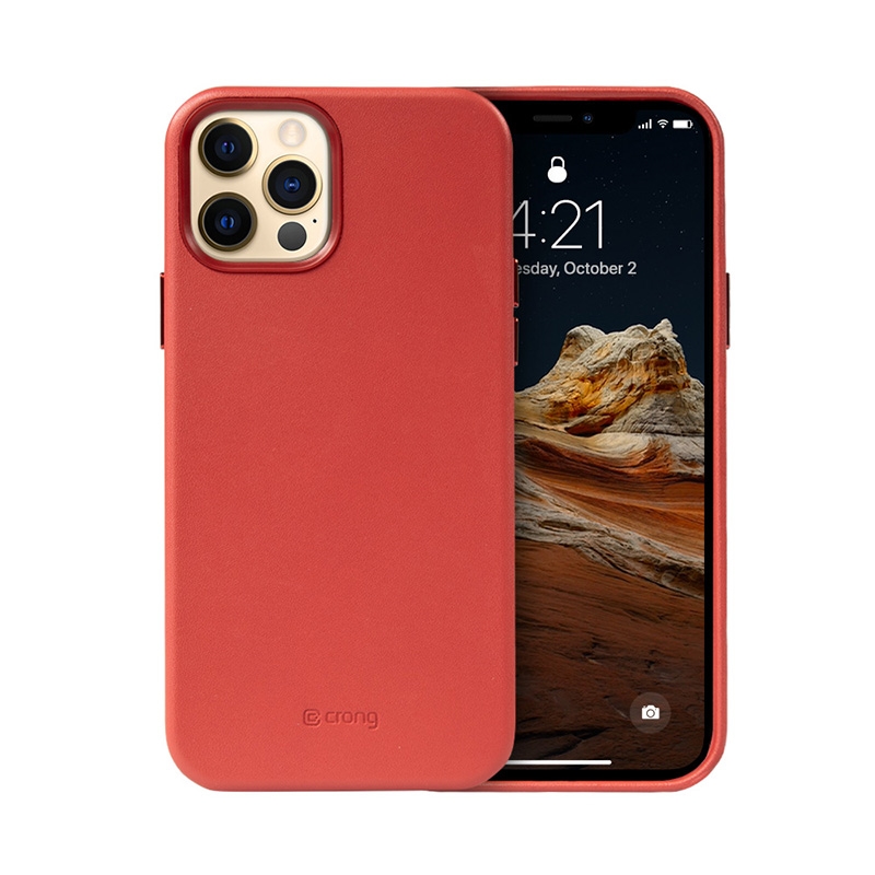 Crong Essential Cover suojakuori laitteelle iPhone 12 Pro Max, keinonahkainen, punainen