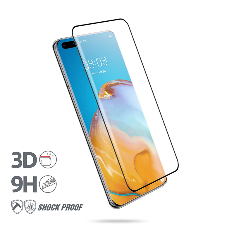 Crong 3D Armour Glass 9H full-screen tempered-glass protector for Huawei P40 Pro with installation frame
