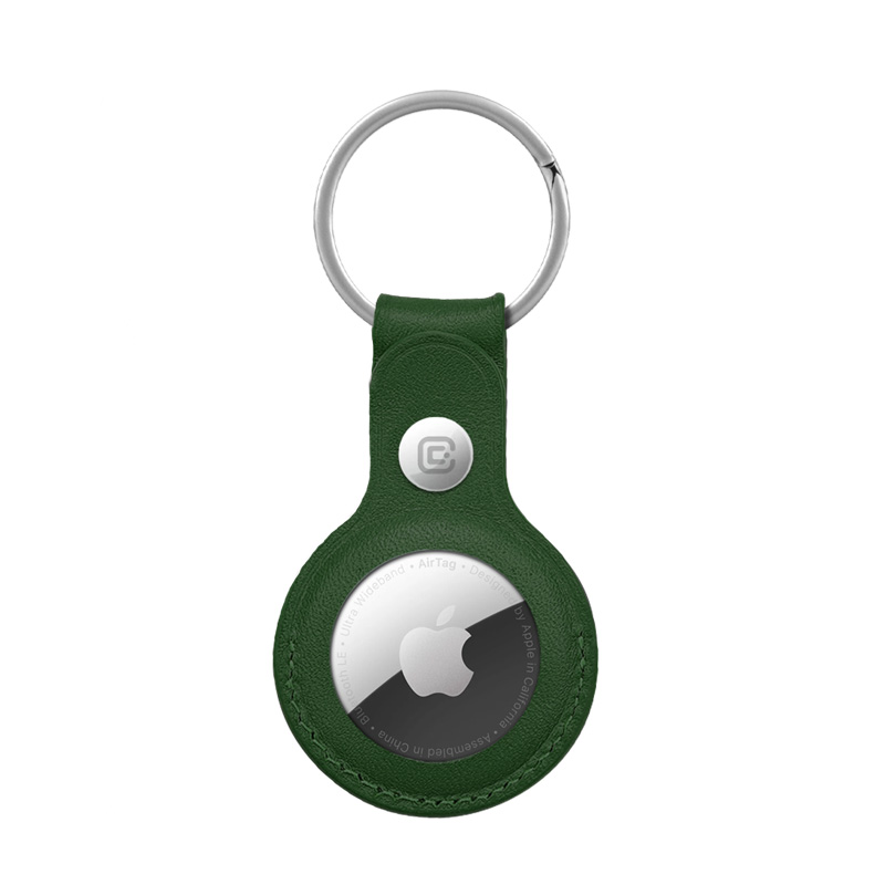 Crong leather protective key-ring case for Apple AirTag 1 / 2, green